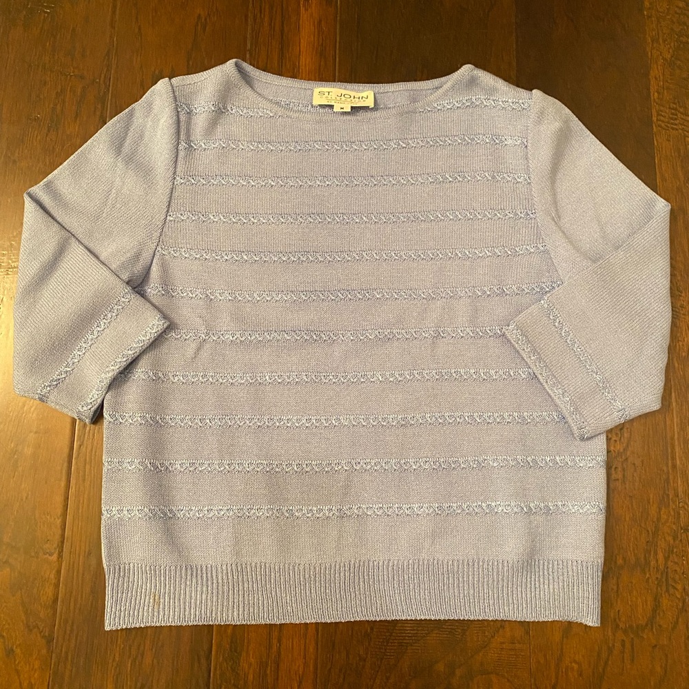 St John Collection by Marie Gray Womens Medium Sweater Blue Knit